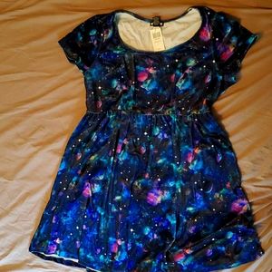 Hot Topic Plus Size Galaxy Velvet Babydoll Dress